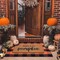 Fall Decor Doormat Combo Set, 100% Coco Coir Welcome Mat + 28 x 43" Orange and Black Plaid Rug - Fall Thanksgiving Front Porch Entryway Decor Floor Mat, Indoor Outdoors Autumn Mats Hello, Pumpkin.
